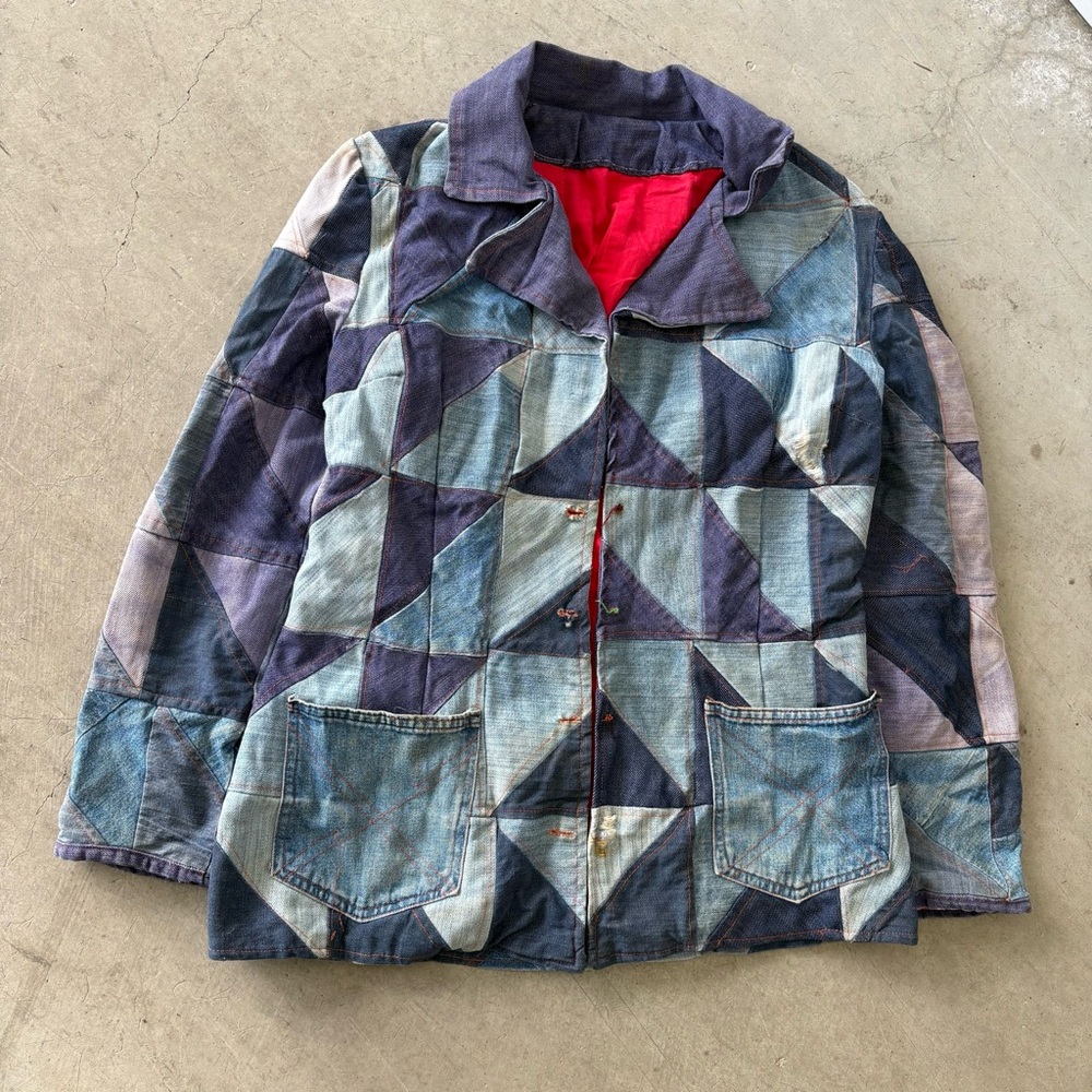 VTG Rare 50s/60s Multicolor Denim Patchwork Chore Jacket 18x28